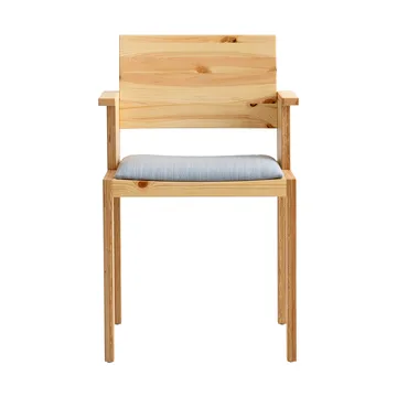 016 Maasto Dining Armchair Armlehnstuhl - Matt geöltes Wachs-Kiefernholz, gepolsterter Sitz grau - Vaarnii