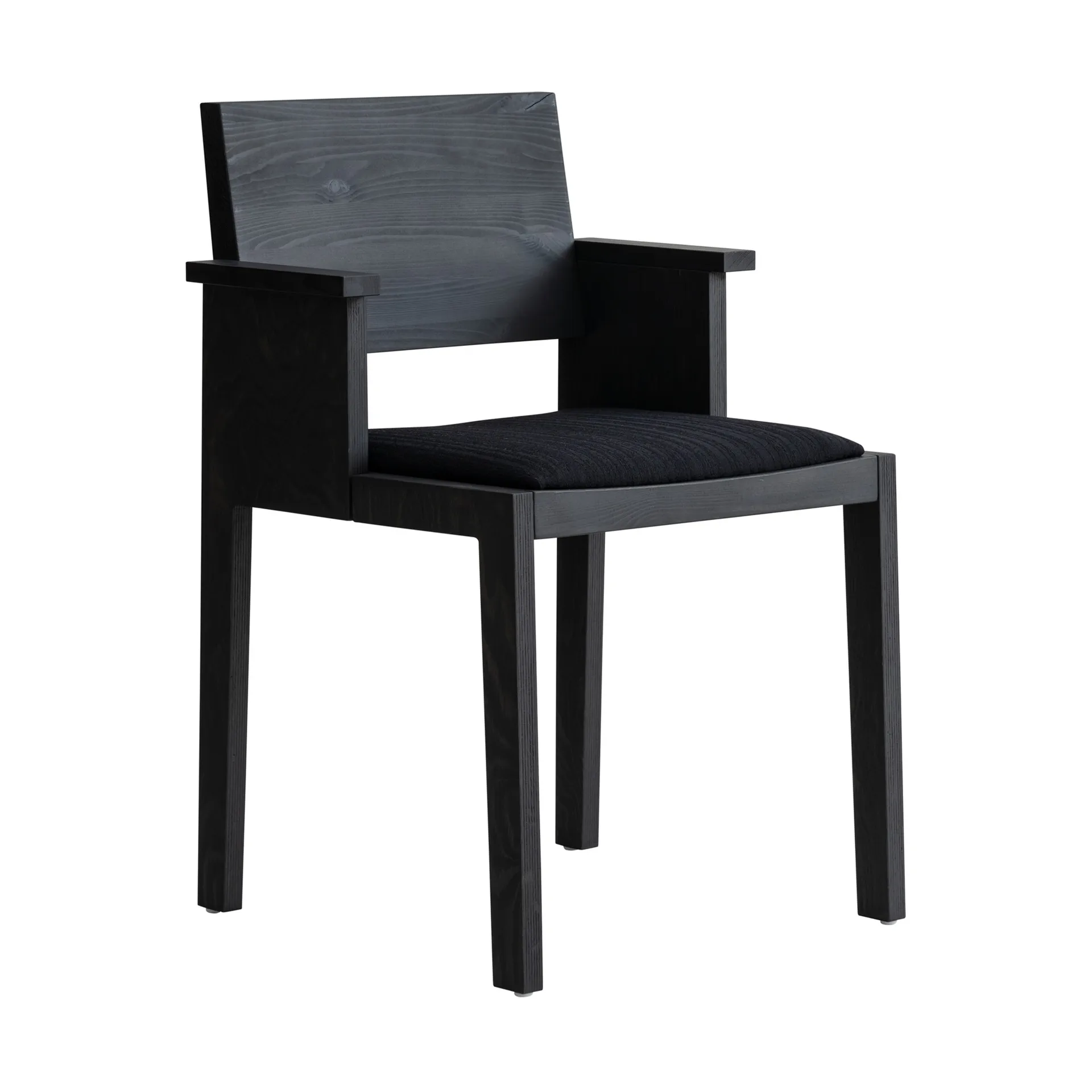016 Maasto Dining Armchair Armlehnstuhl, Schwarz gebeizte Kiefer, gepolsterter Sitz schwarz Vaarnii