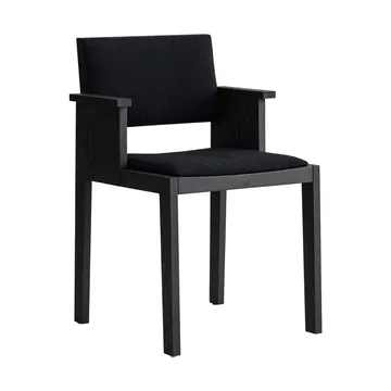 016 Maasto Dining Armchair Armlehnstuhl - Schwarz gebeizte Kiefer, Vorderseite mit schwarzem Bezug - Vaarnii