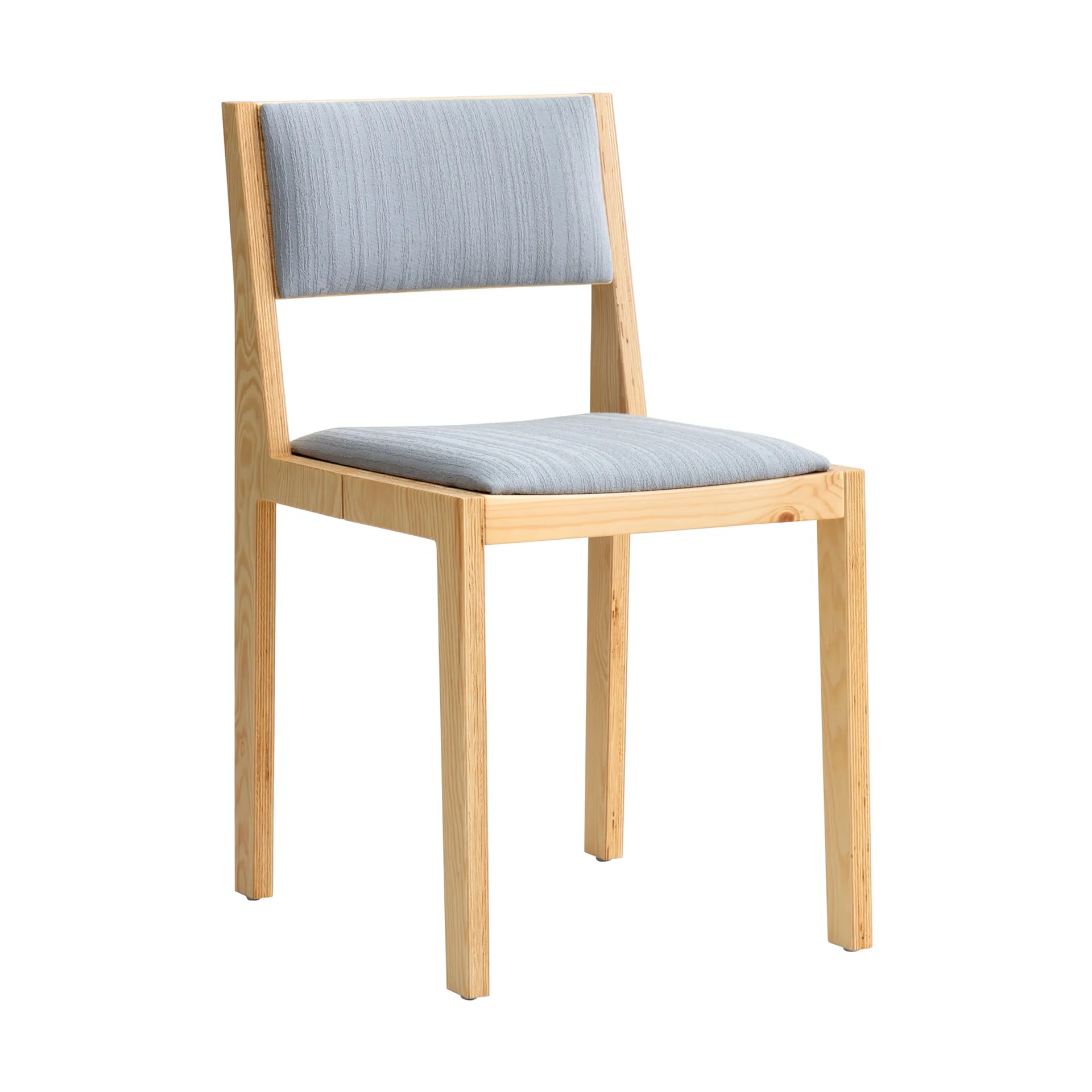 016 Maasto Dining Chair Stuhl, Matt geöltes Wachs-Kiefernholz, frontseitig bezogen grau Vaarnii