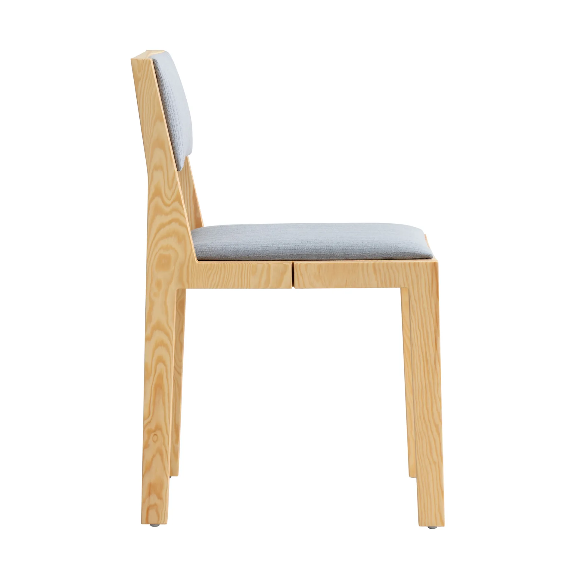 016 Maasto Dining Chair Stuhl, Matt geöltes Wachs-Kiefernholz, frontseitig bezogen grau Vaarnii