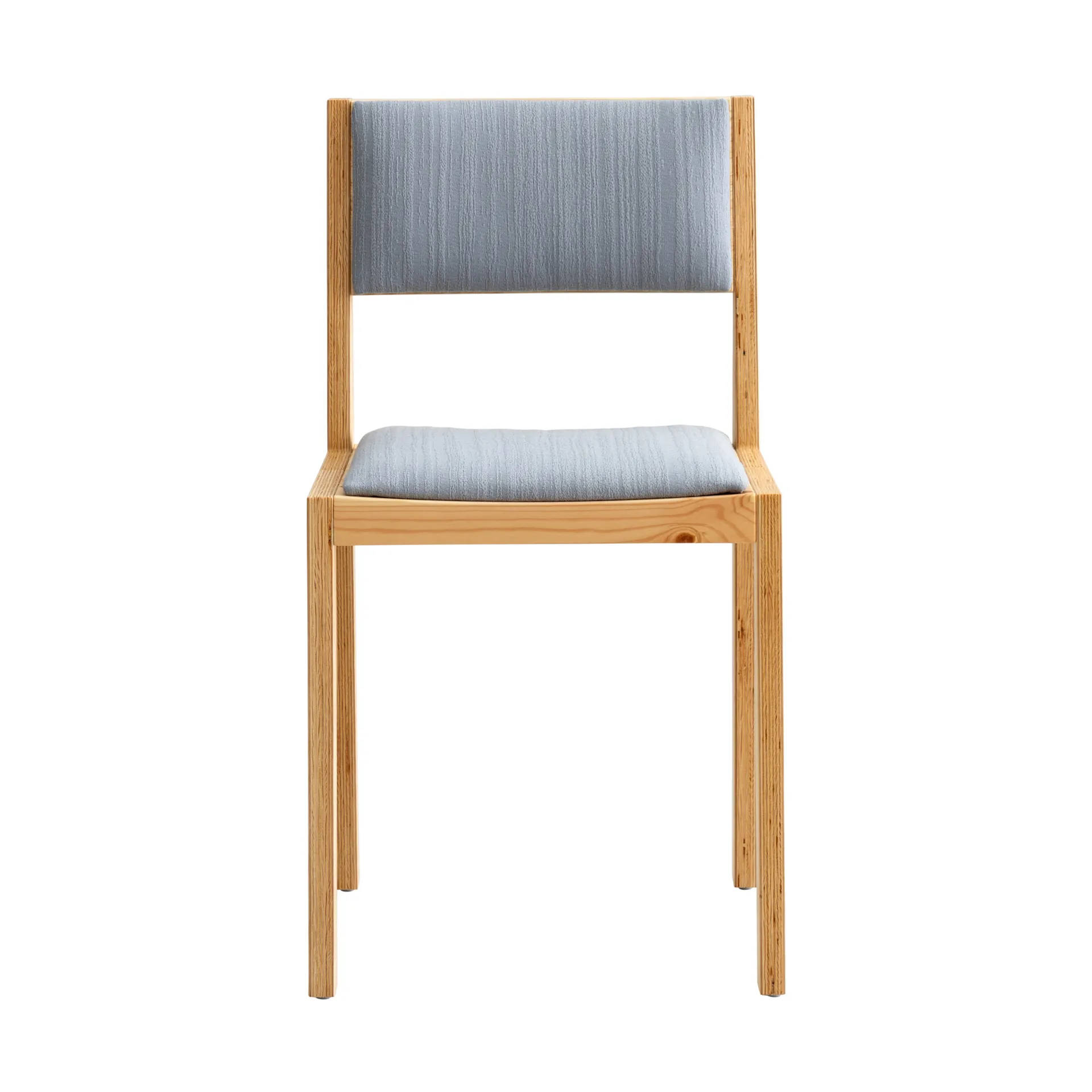 016 Maasto Dining Chair Stuhl, Matt geöltes Wachs-Kiefernholz, frontseitig bezogen grau Vaarnii