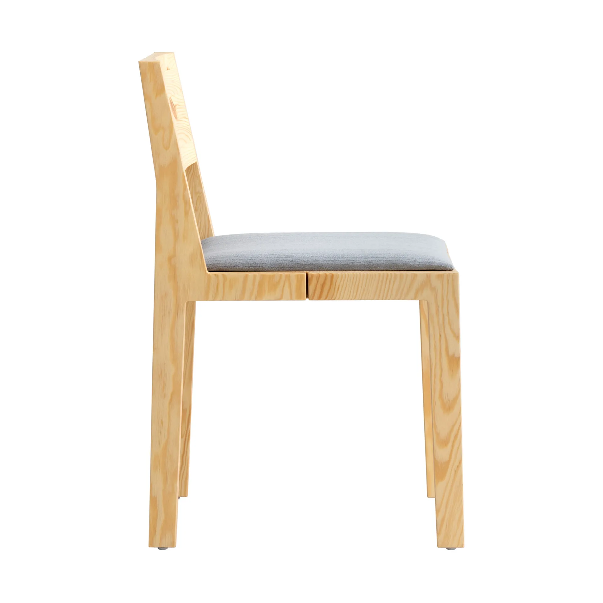 016 Maasto Dining Chair Stuhl, Matt geöltes Wachs-Kiefernholz, gepolsterter Sitz grau Vaarnii