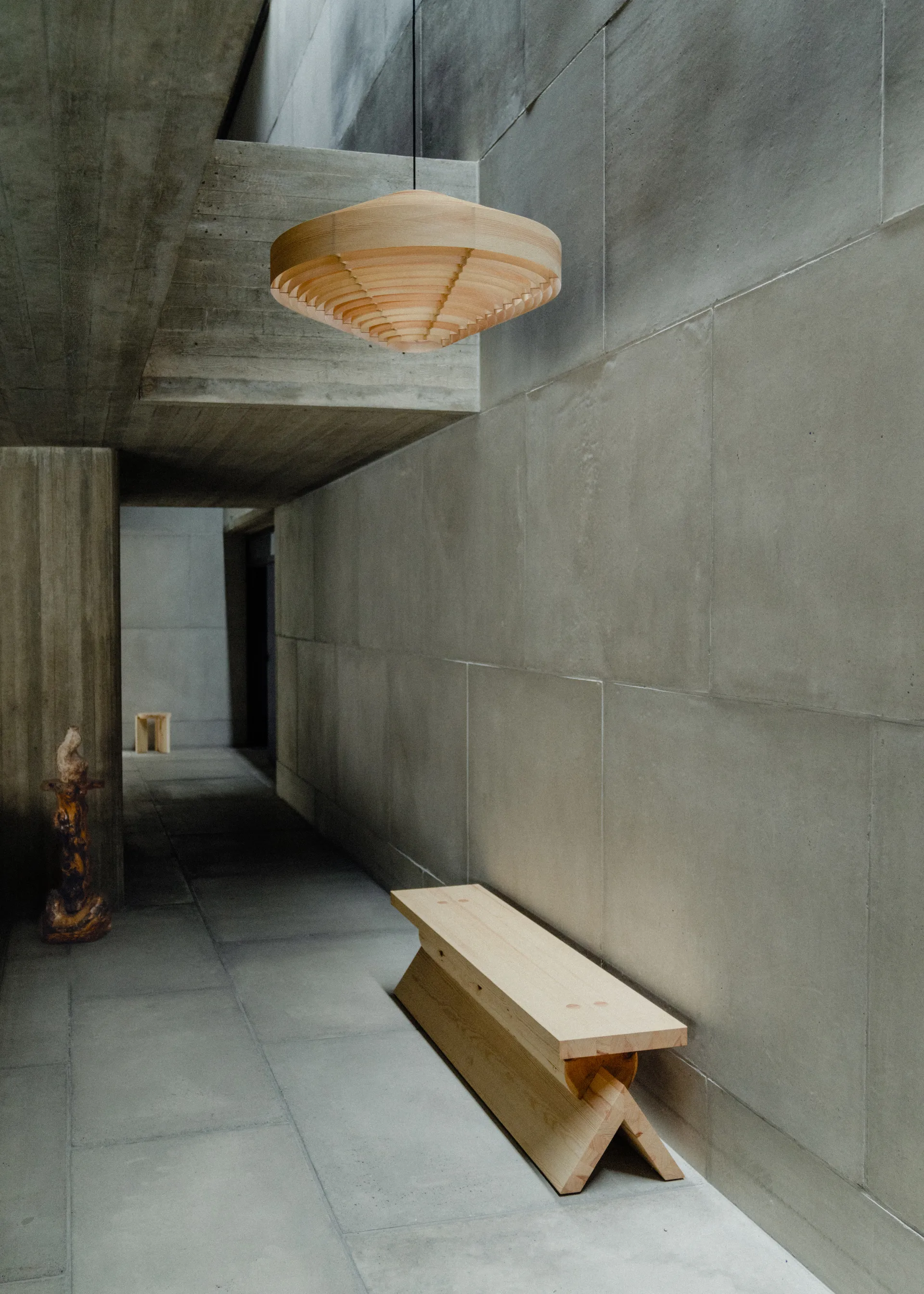 1003 Hans Pendant Pendelleuchte, Matt geöltes Wachs-Kiefernholz, XL Ø90 cm Vaarnii