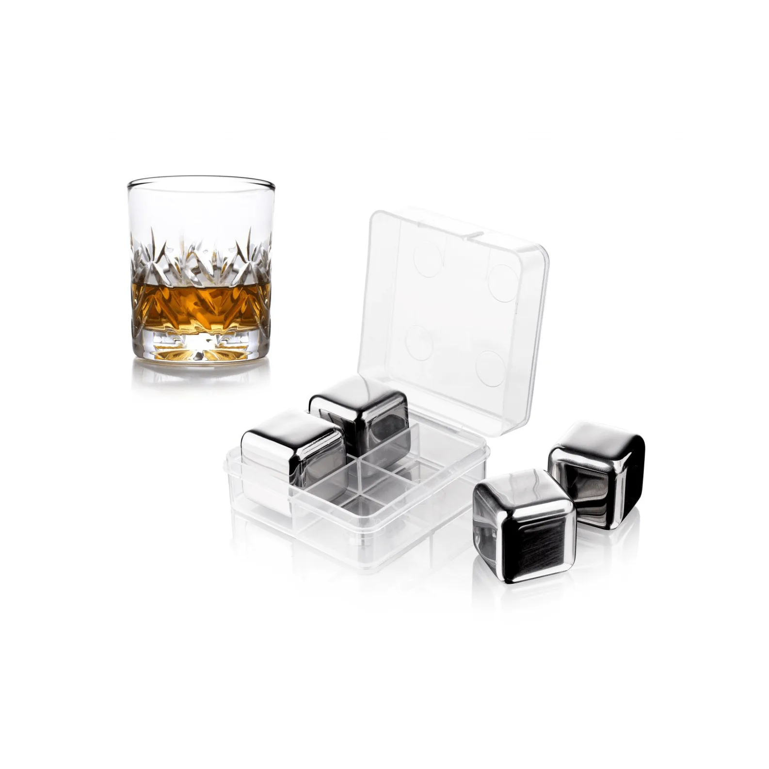 Vacuvin Whiskeysteine, Edelstahl, 4er-Pack Vacuvin