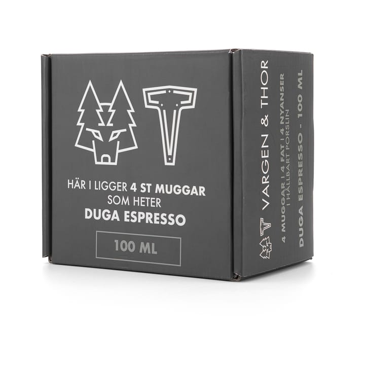 Duga Espressotasse 4er Pack, Weiß, sandgrau, antracit, schwarz Vargen & Thor