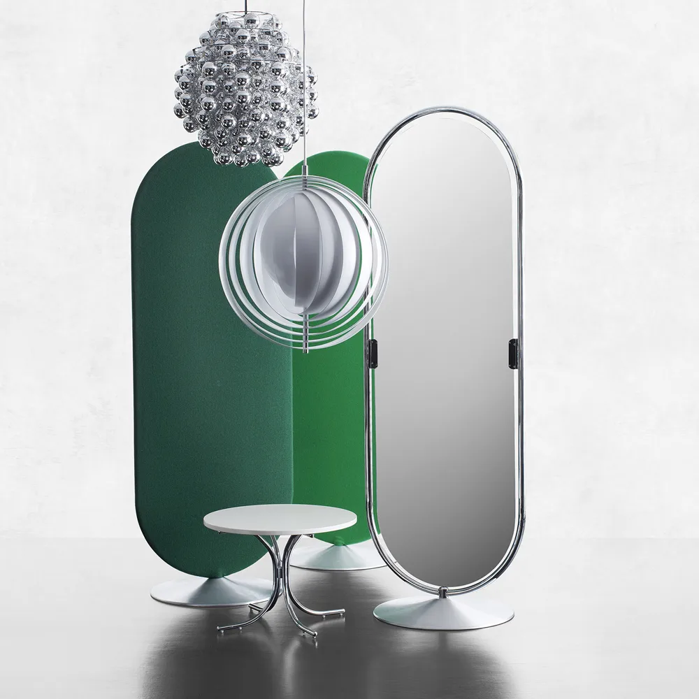 Panton System 123 Standspiegel, Chrom Verpan