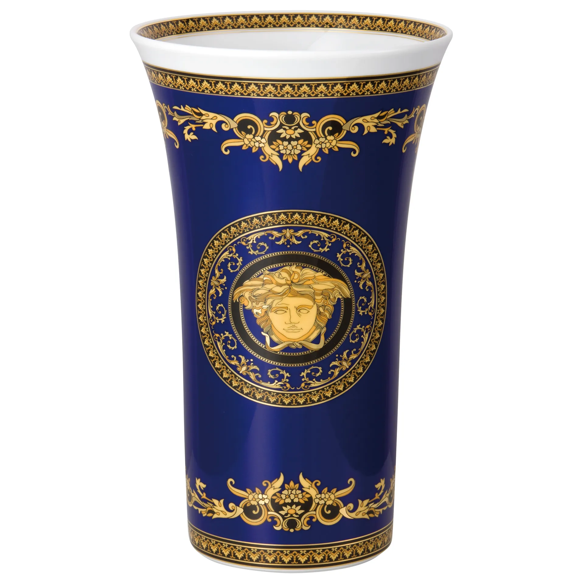 Versace Medusa Blue Vase, Groß Versace