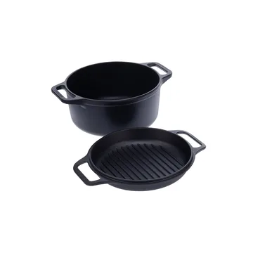 Combo Cooker Gusseisen-Topf-Pfannen-Set 2 Teile - Schwarz - Victoria