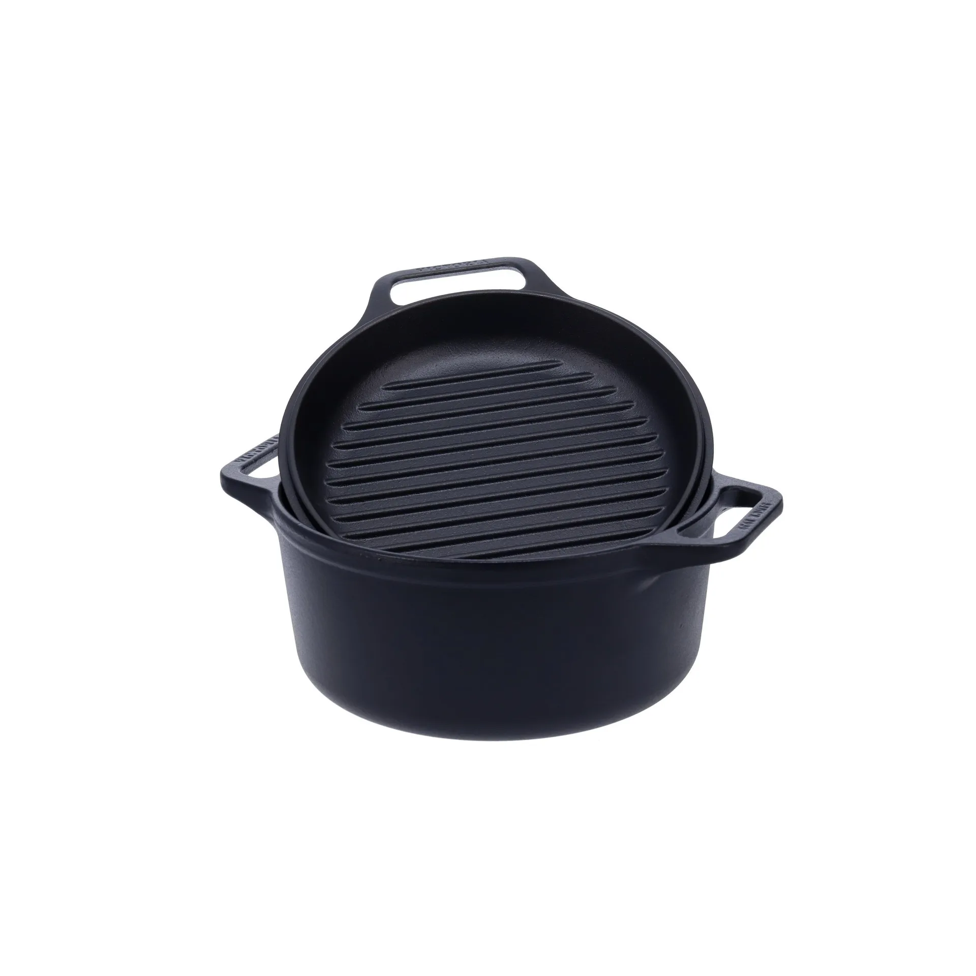 Combo Cooker Gusseisen-Topf-Pfannen-Set 2 Teile, Schwarz Victoria