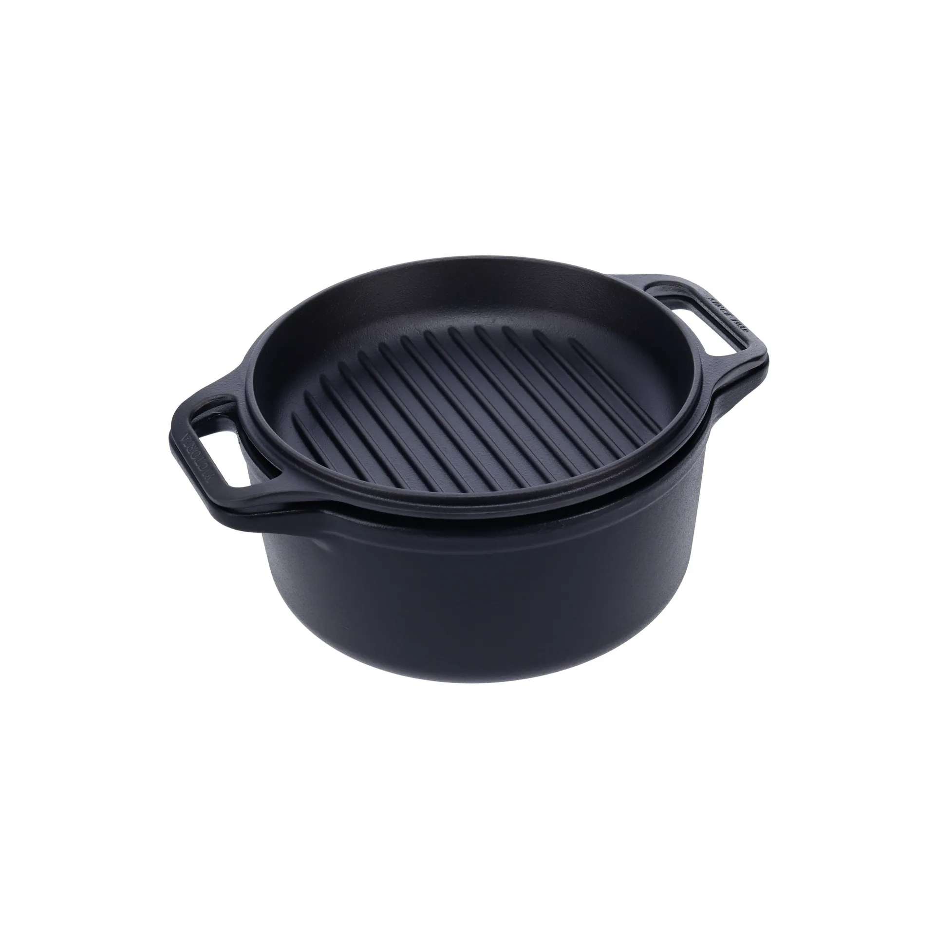 Combo Cooker Gusseisen-Topf-Pfannen-Set 2 Teile, Schwarz Victoria
