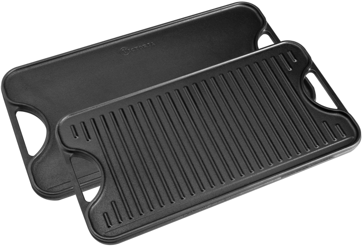 Grillteller Gusseisen wendbar 25x47 cm - Schwarz - Victoria