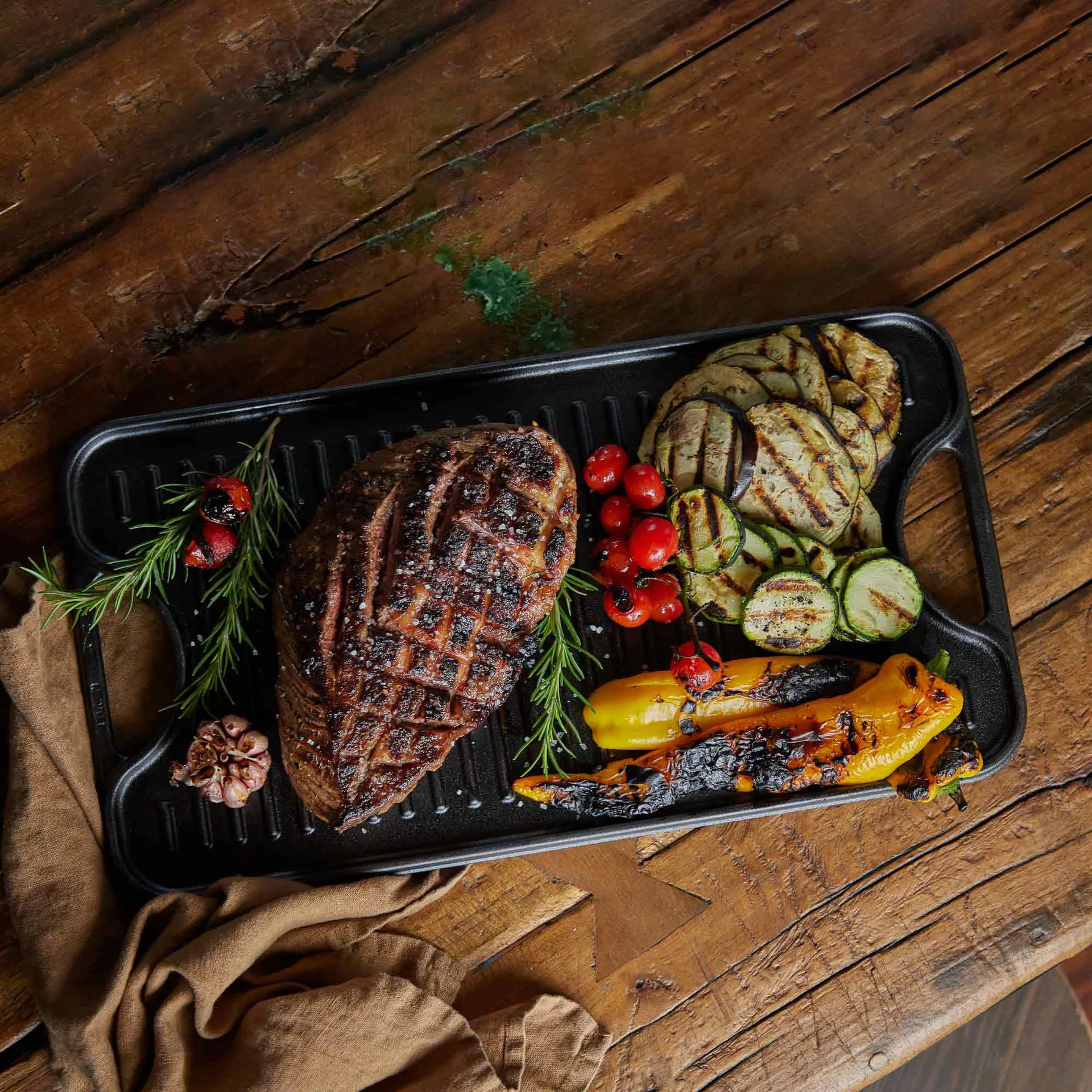 Grillteller Gusseisen wendbar 25x47 cm, Schwarz Victoria