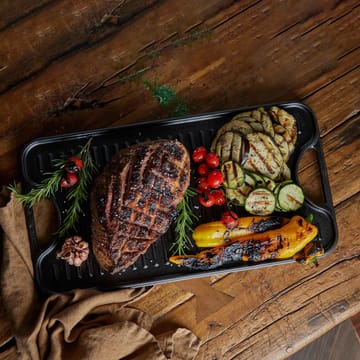 Grillteller Gusseisen wendbar 25x47 cm - Schwarz - Victoria