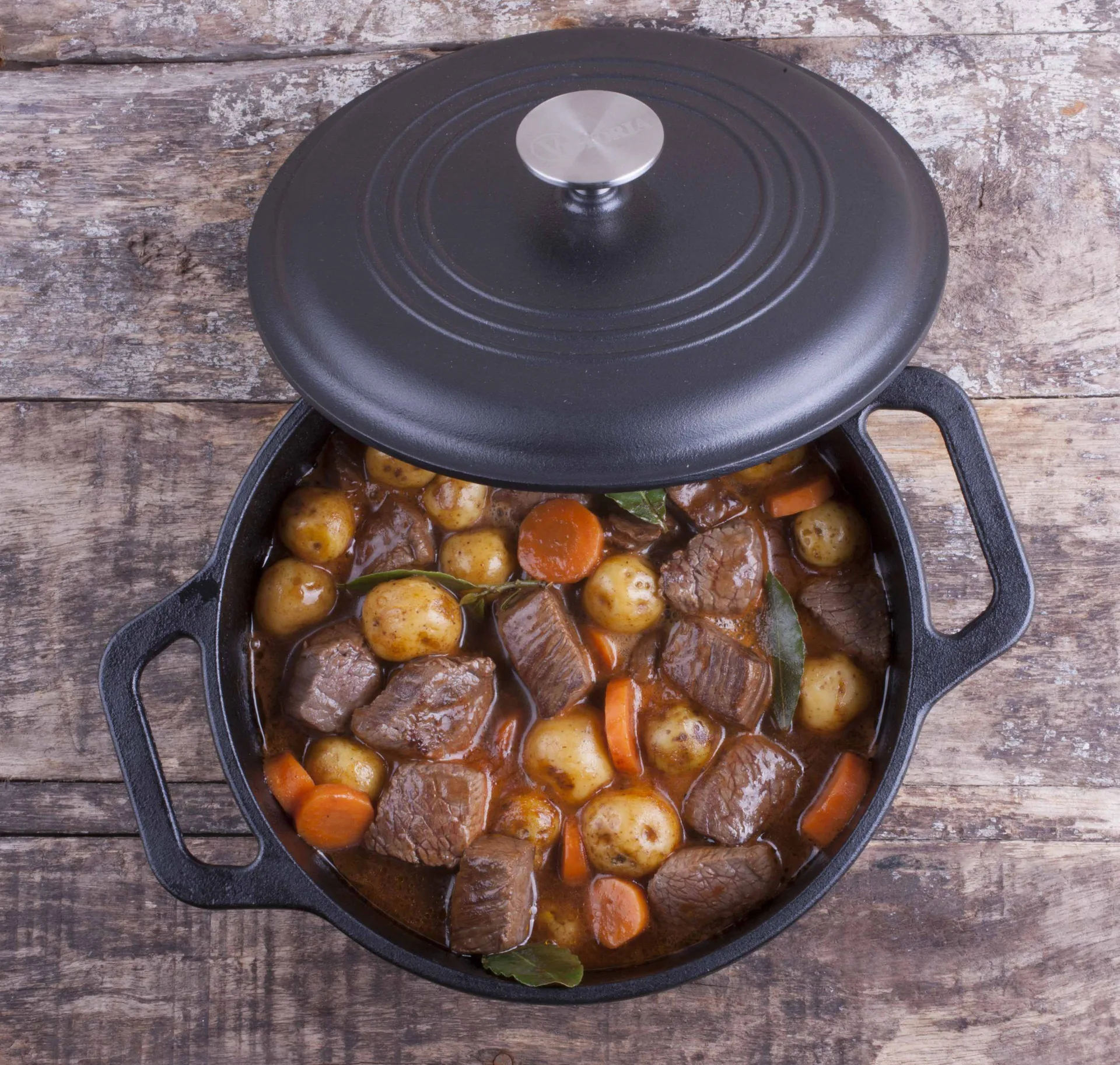 Gusseiserner Topf 3,8 l, Schwarz Victoria