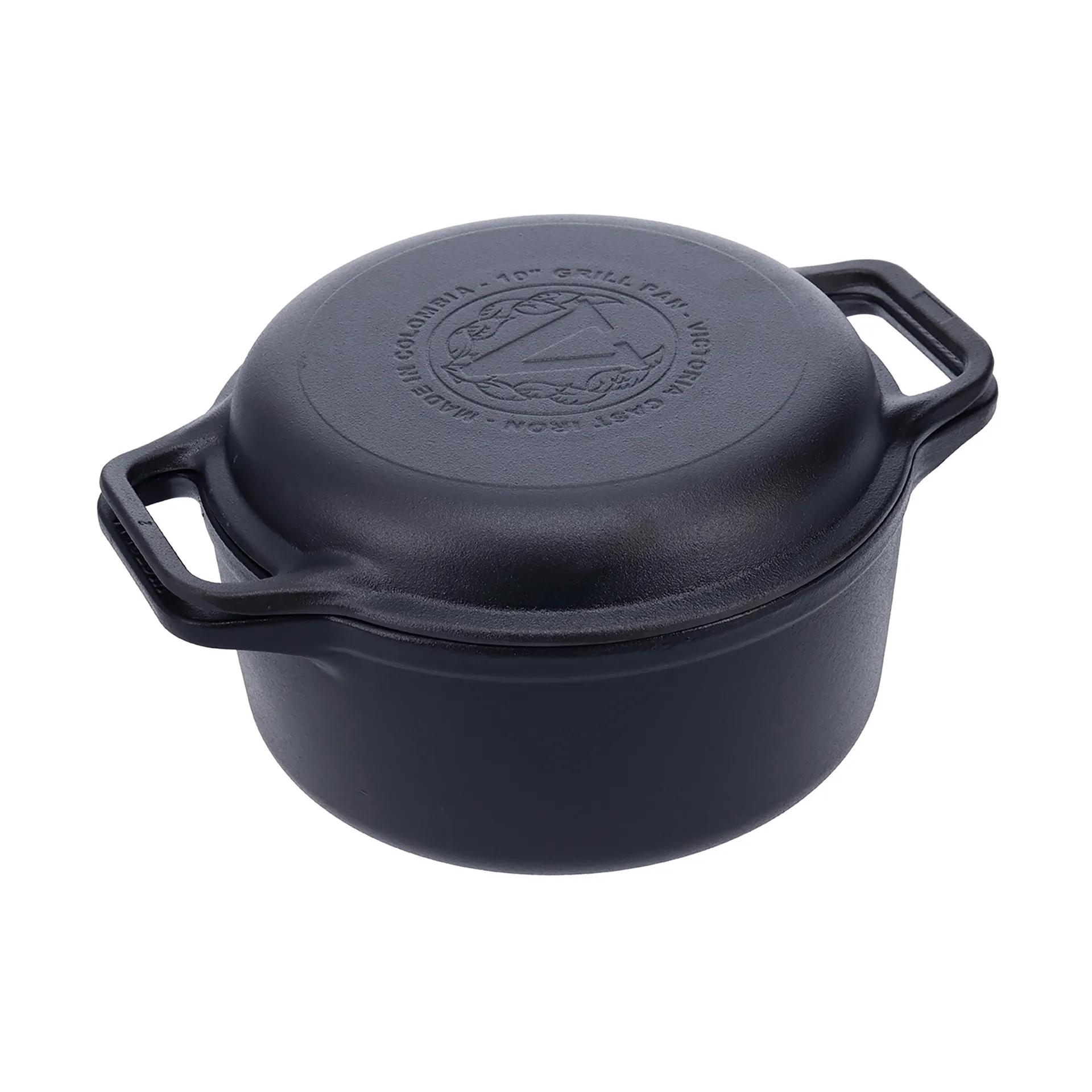 Kochtopf und Grillpfanne Gusseisen pre-seasoned, 2-teilig Victoria
