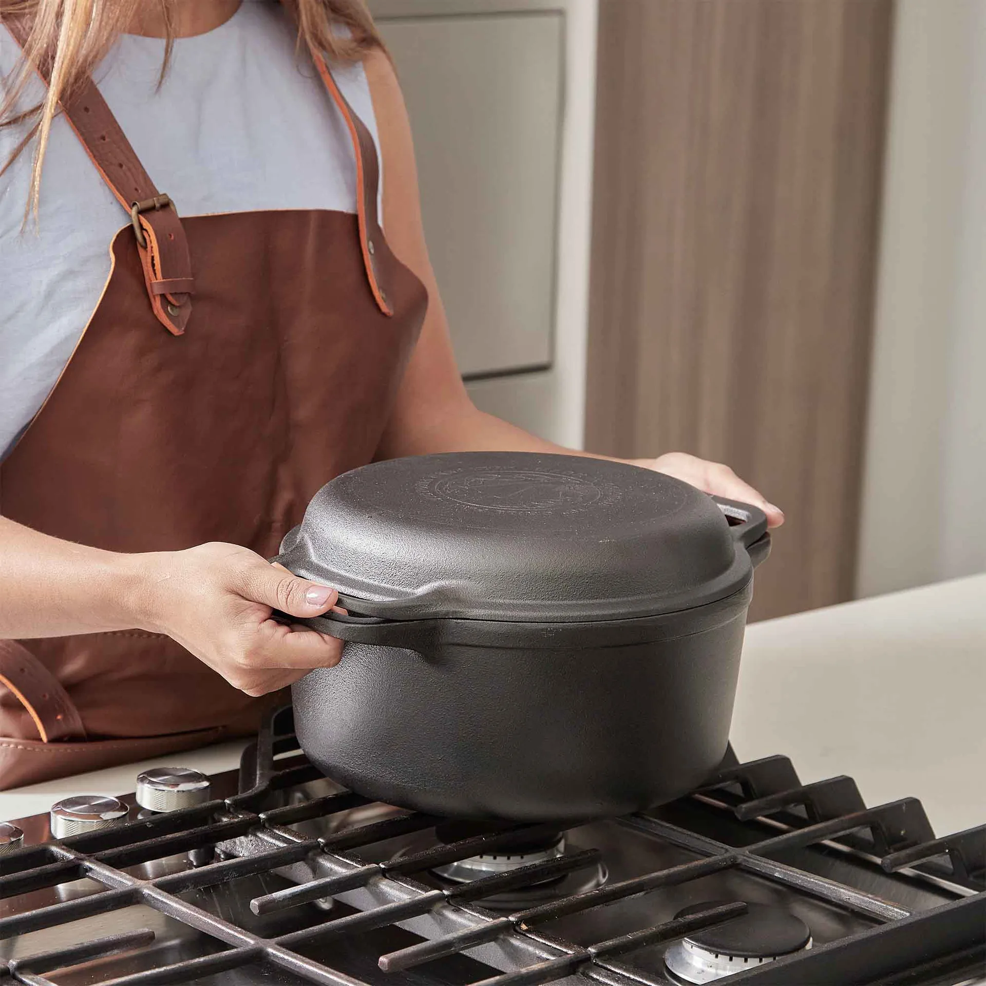 Kochtopf und Grillpfanne Gusseisen pre-seasoned, 2-teilig Victoria