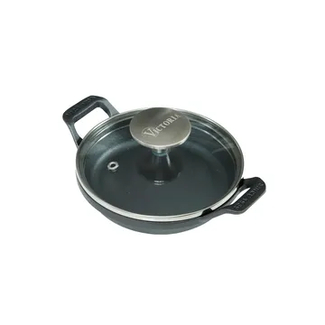 Mini runder Gusseisentopf mit Glasdeckel, vorgewürzt - Ø14 cm - Victoria