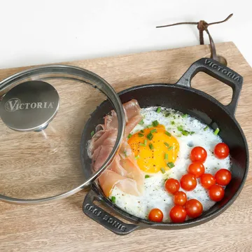 Mini runder Schmortopf mit Glasdeckel, Gusseisen enameled - Ø14 cm - Victoria
