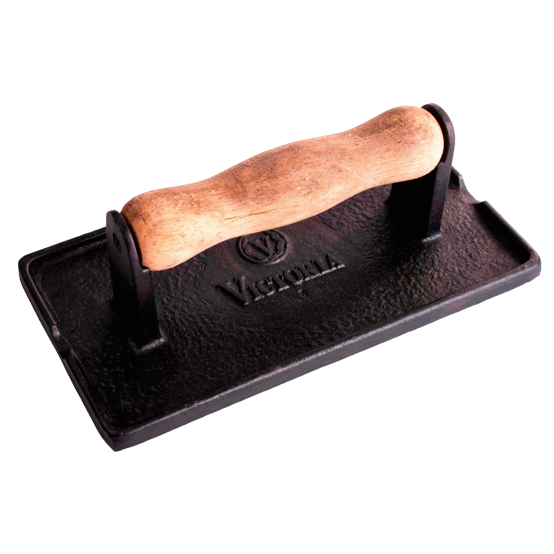 Speck- und Grillpresse Gusseisen mit Holzgriff, 21x11 cm Victoria