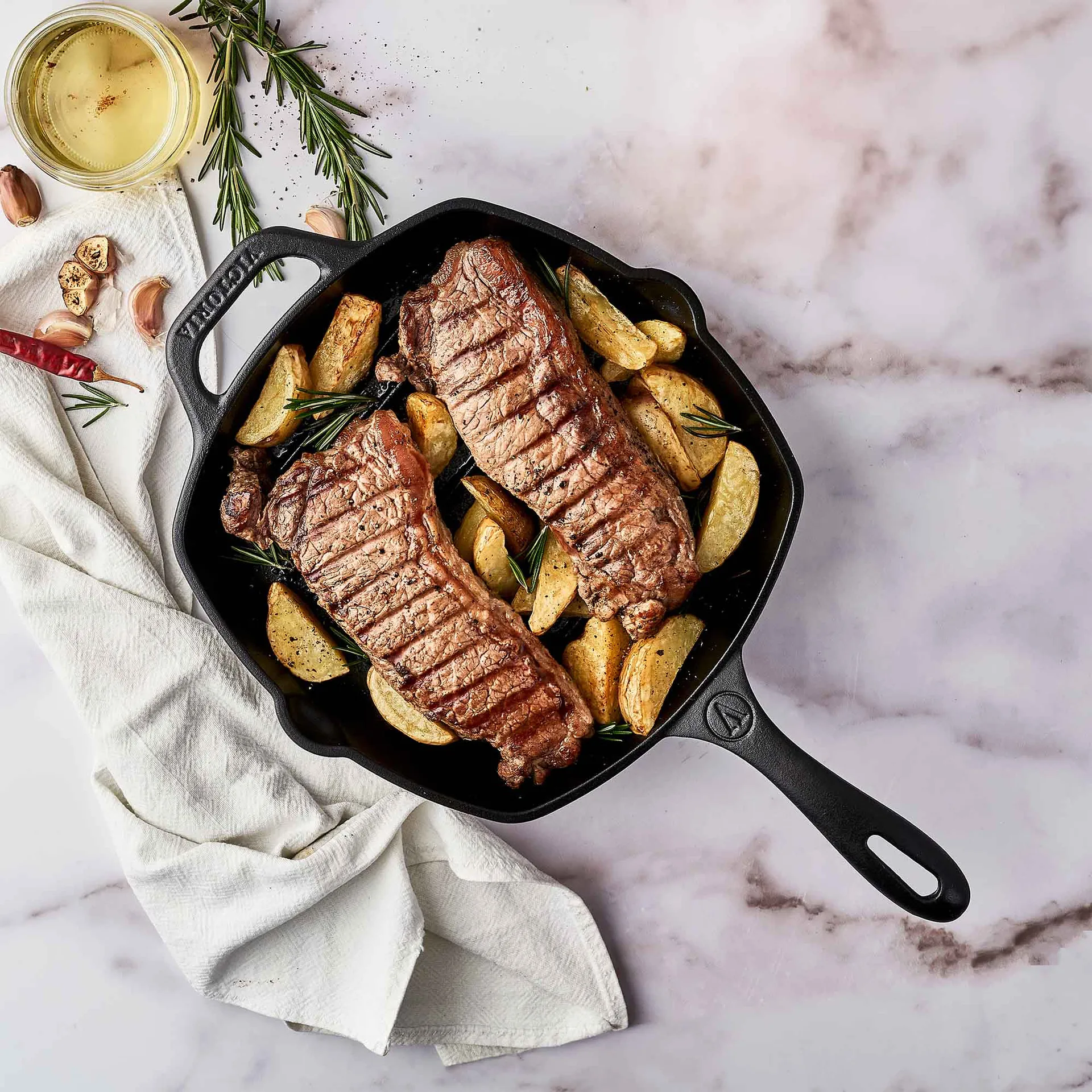 Victoria quadratische Grillpfanne Gusseisen enameled, 44,1x28,4 cm Victoria
