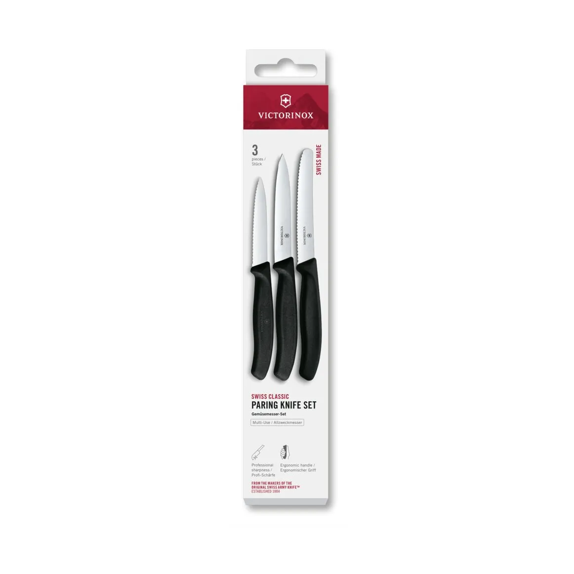 Victorinox Swiss Classic Schälmesserset 3-teilig, Schwarz Victorinox