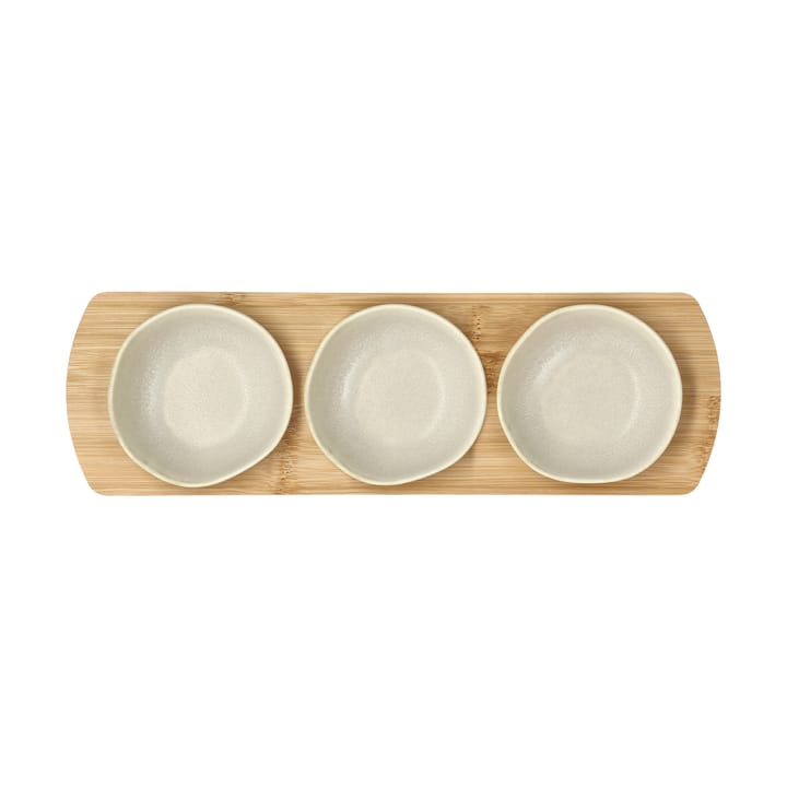 Shoku Bambustablett mit 3 Schalen, Beige Villa Collection