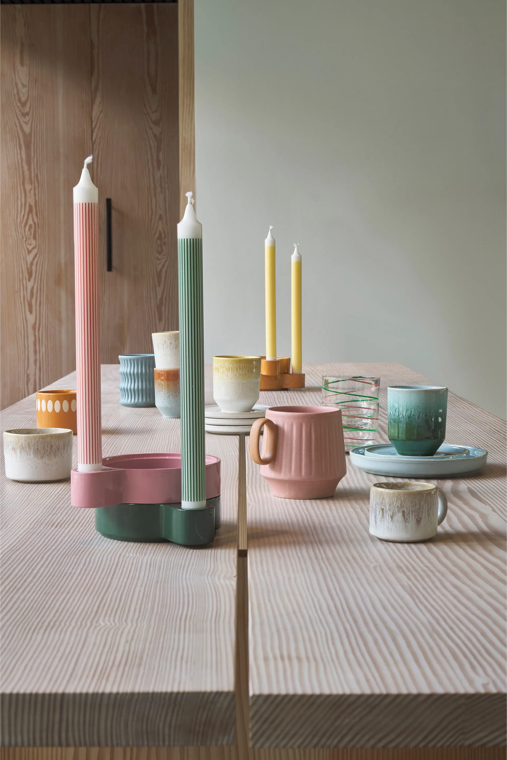 Styles Becher mit geriffeltem Muster 30 cl 2er-Pack, Blau Villa Collection