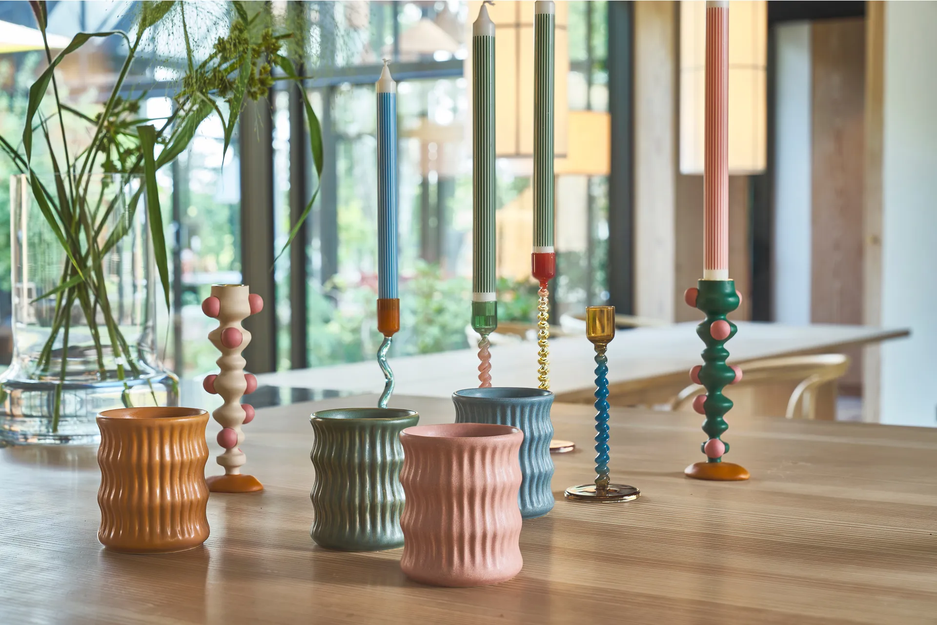 Styles Becher mit geriffeltem Muster 30 cl 2er-Pack, Grün Villa Collection