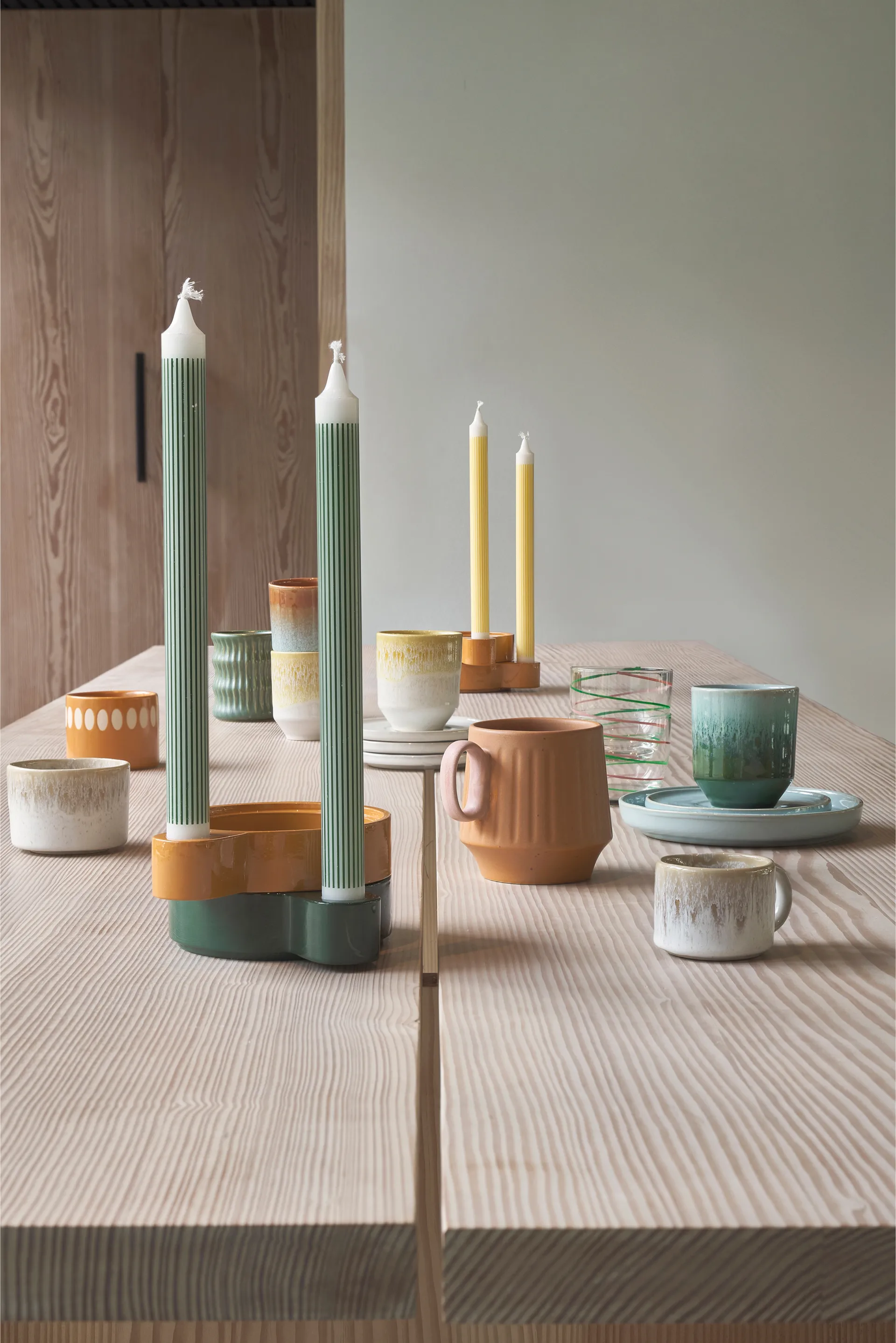 Styles Becher mit geriffeltem Muster 30 cl 2er-Pack, Grün Villa Collection