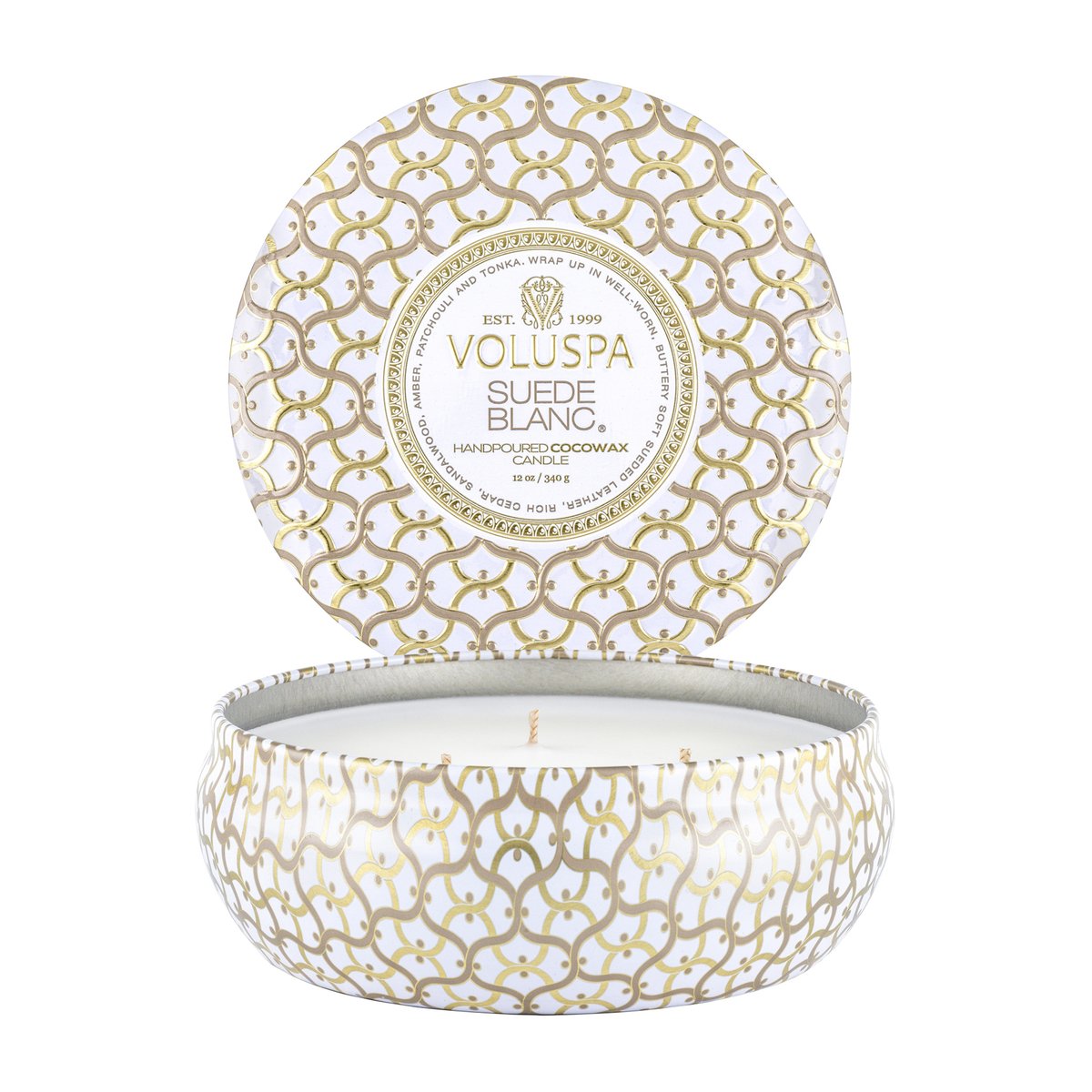 Voluspa Maison Blanc 3-wick Tin Duftkerze 40 Stunden Suede Blanc