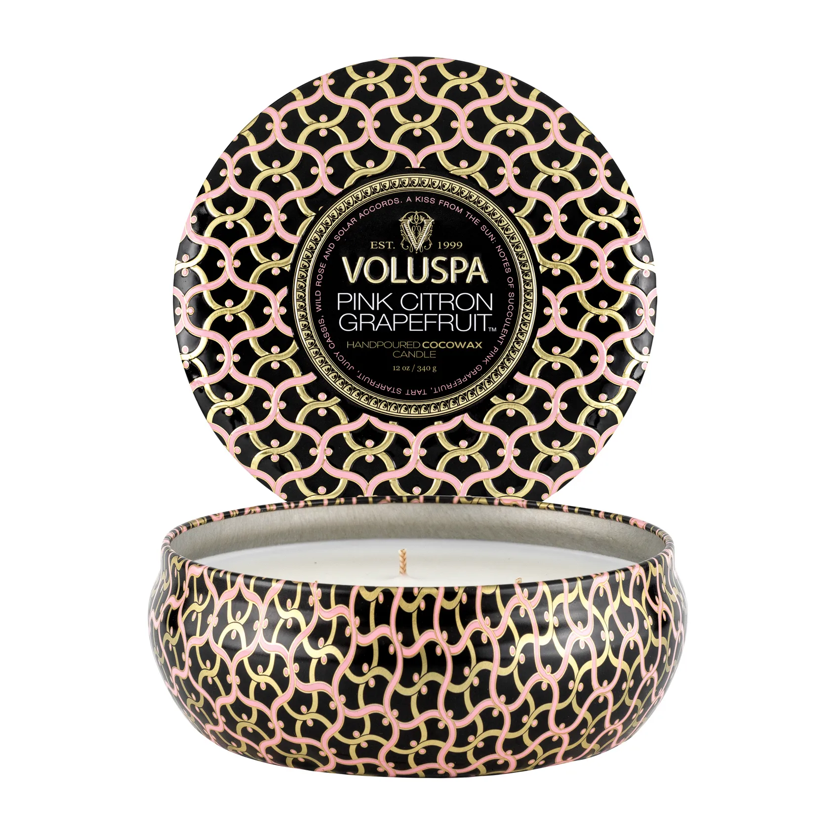Maison Noir 3-wick Tin Duftkerze 40 Stunden, Pink Citron Grapefruit Voluspa