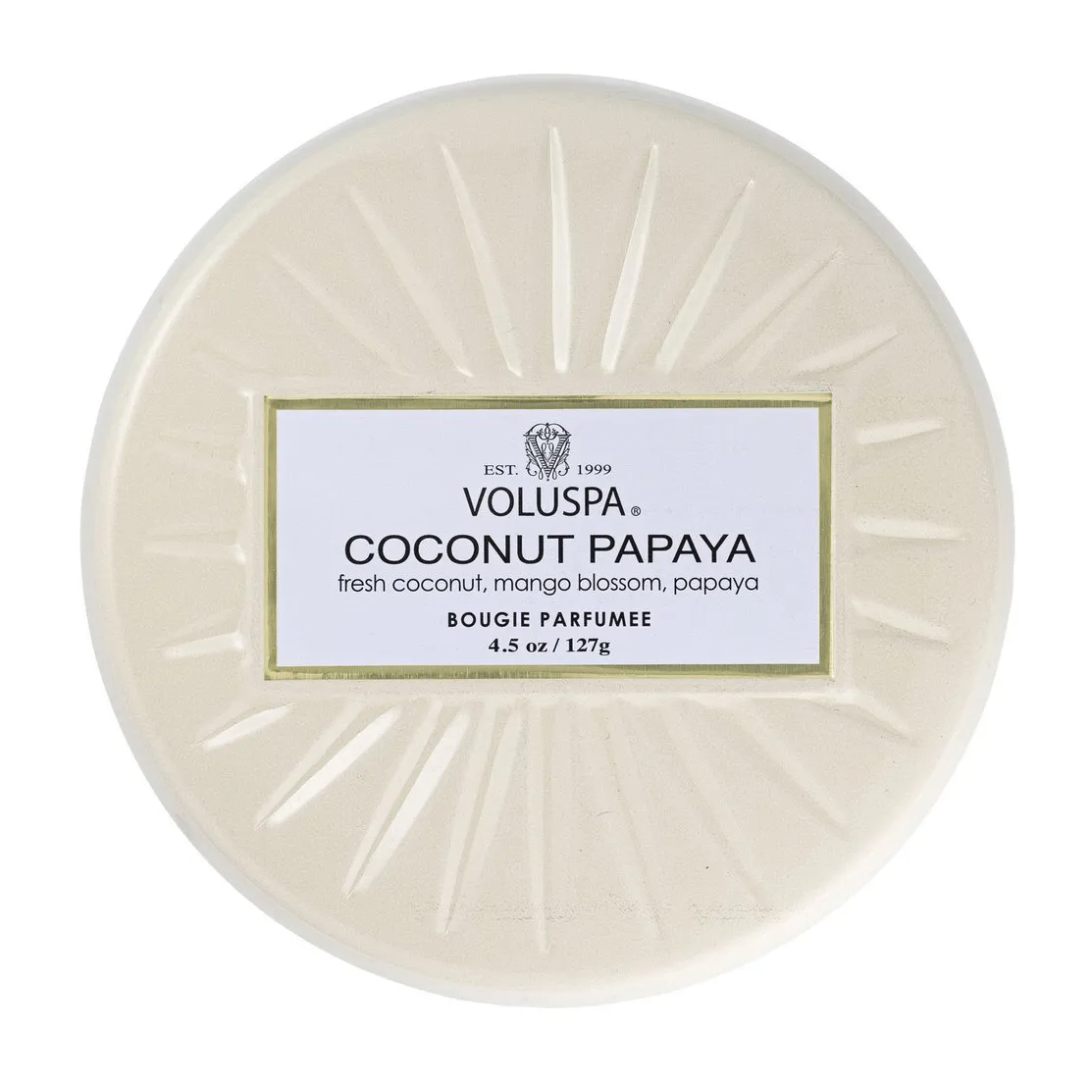 Vermeil Mini Tin Duftkerze 25 Stunden, Coconut Papaya Voluspa