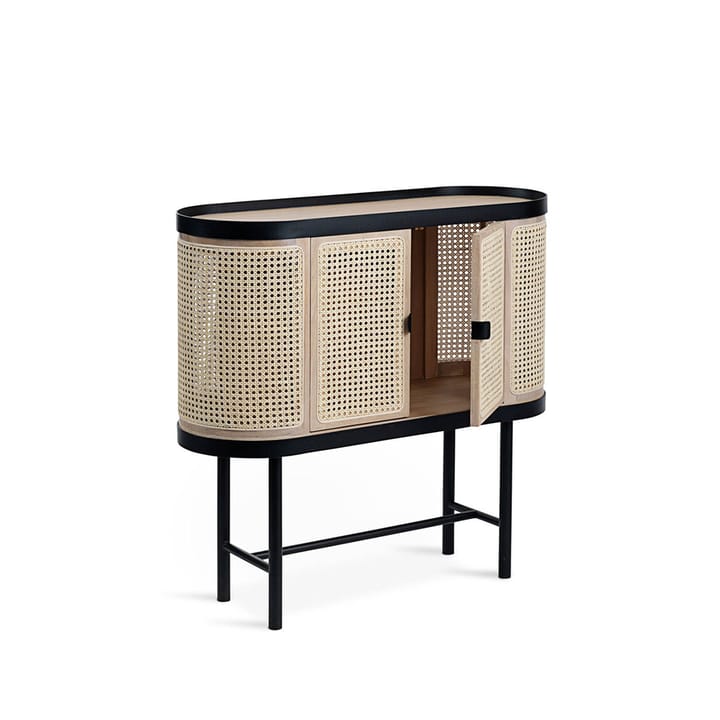 Be My Guest Barschrank - Rattan, Eiche weiß geölt, Stahlgestell schwarz - Warm Nordic