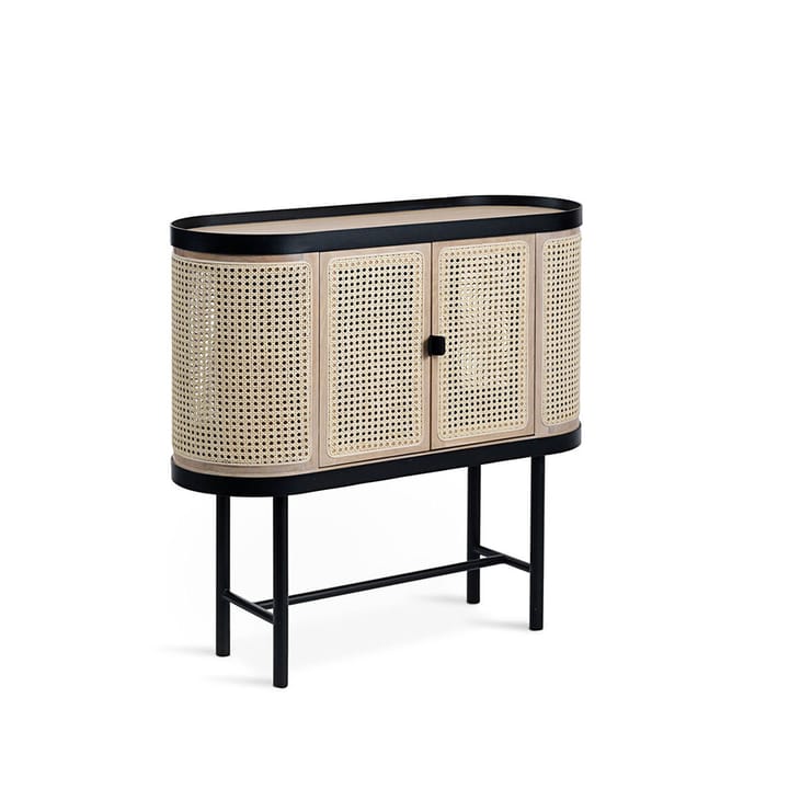 Be My Guest Barschrank - Rattan, Eiche weiß geölt, Stahlgestell schwarz - Warm Nordic