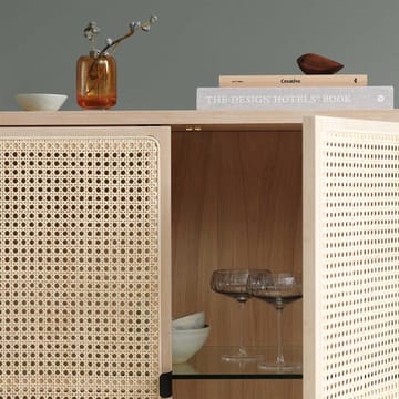 Be My Guest Sideboard - Rattan, Eiche weiß geölt, Stahlgestell schwarz - Warm Nordic