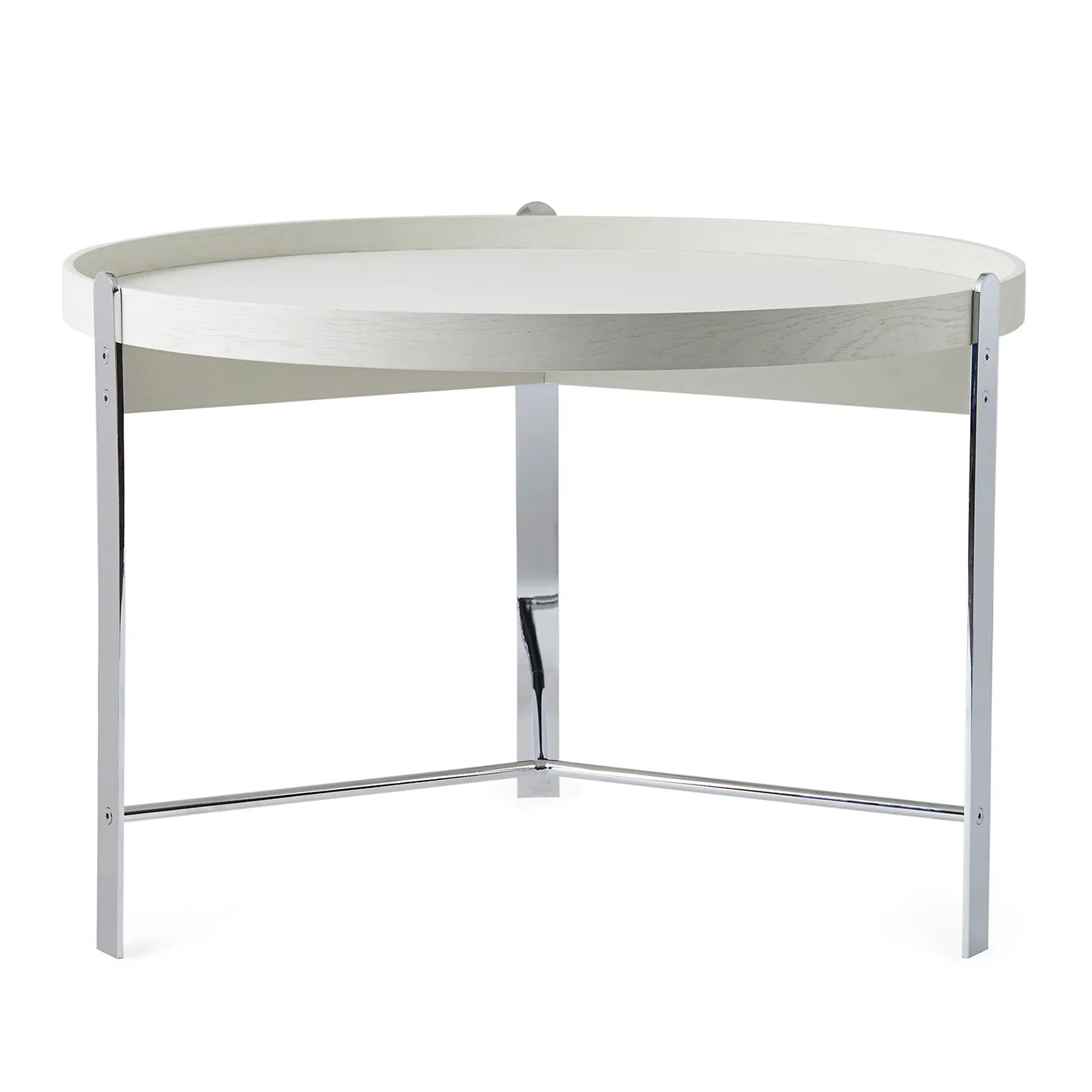 Compose Beistelltisch Ø70cm mit Chromgestell, Warm white Warm Nordic