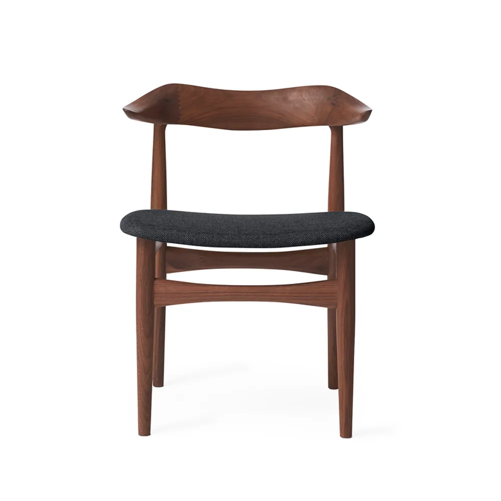 Cow Horn Stuhl, Stoff anthracite melange, Walnussgestell Warm Nordic