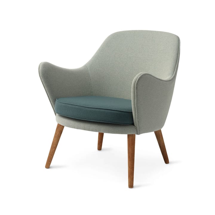 Dwell Loungestuhl - Stoff merit021/merit017 light cyan/dark cyan, Eichenbeine geraucht - Warm Nordic