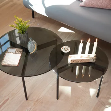 From Above Couchtisch Ø52cm schwarzes Gestell - Grau - Warm Nordic