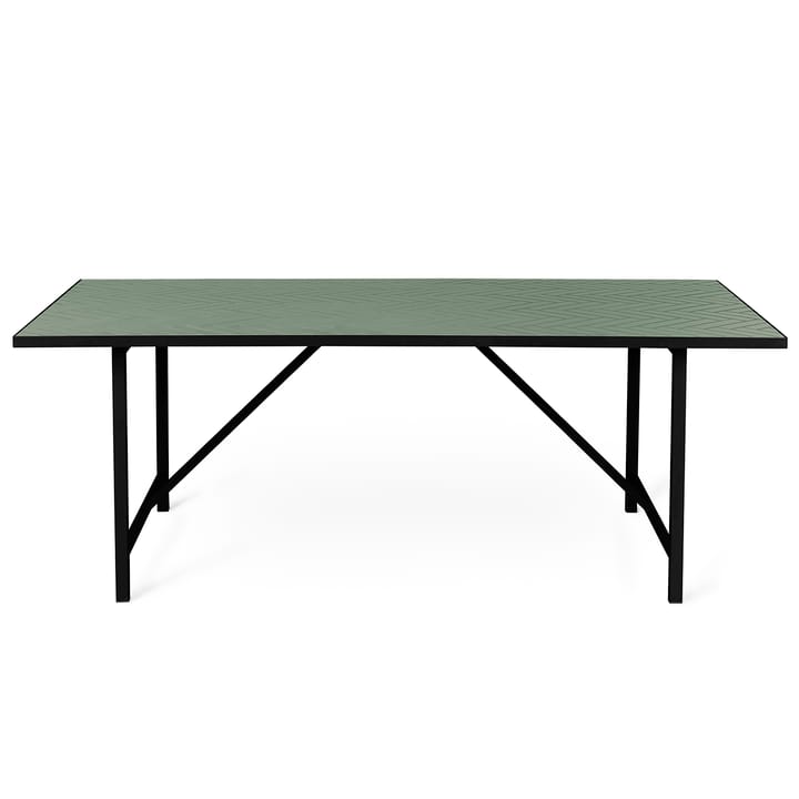 HerRingbone Tile Esstisch schwarzes Gestell, Forest green Warm Nordic