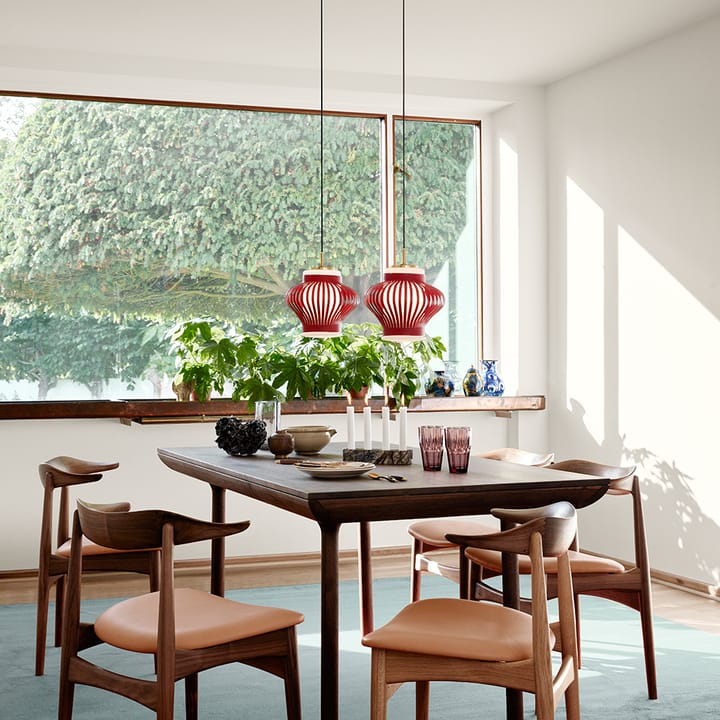 Opal Lamella Pendelleuchte, Rusty red, Opal sandgestrahlt Warm Nordic
