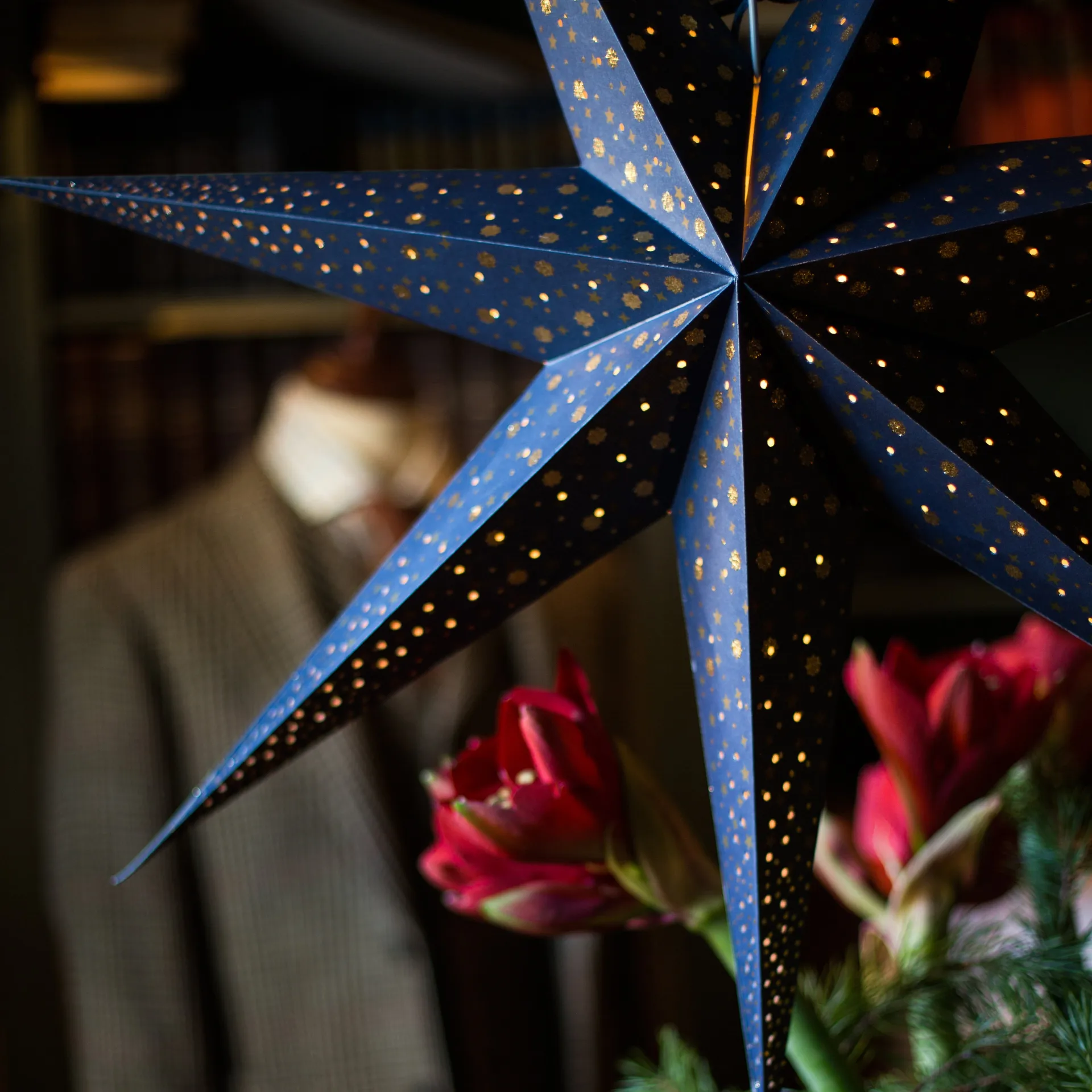 Isadora schmaler Adventstern, Blau Watt & Veke