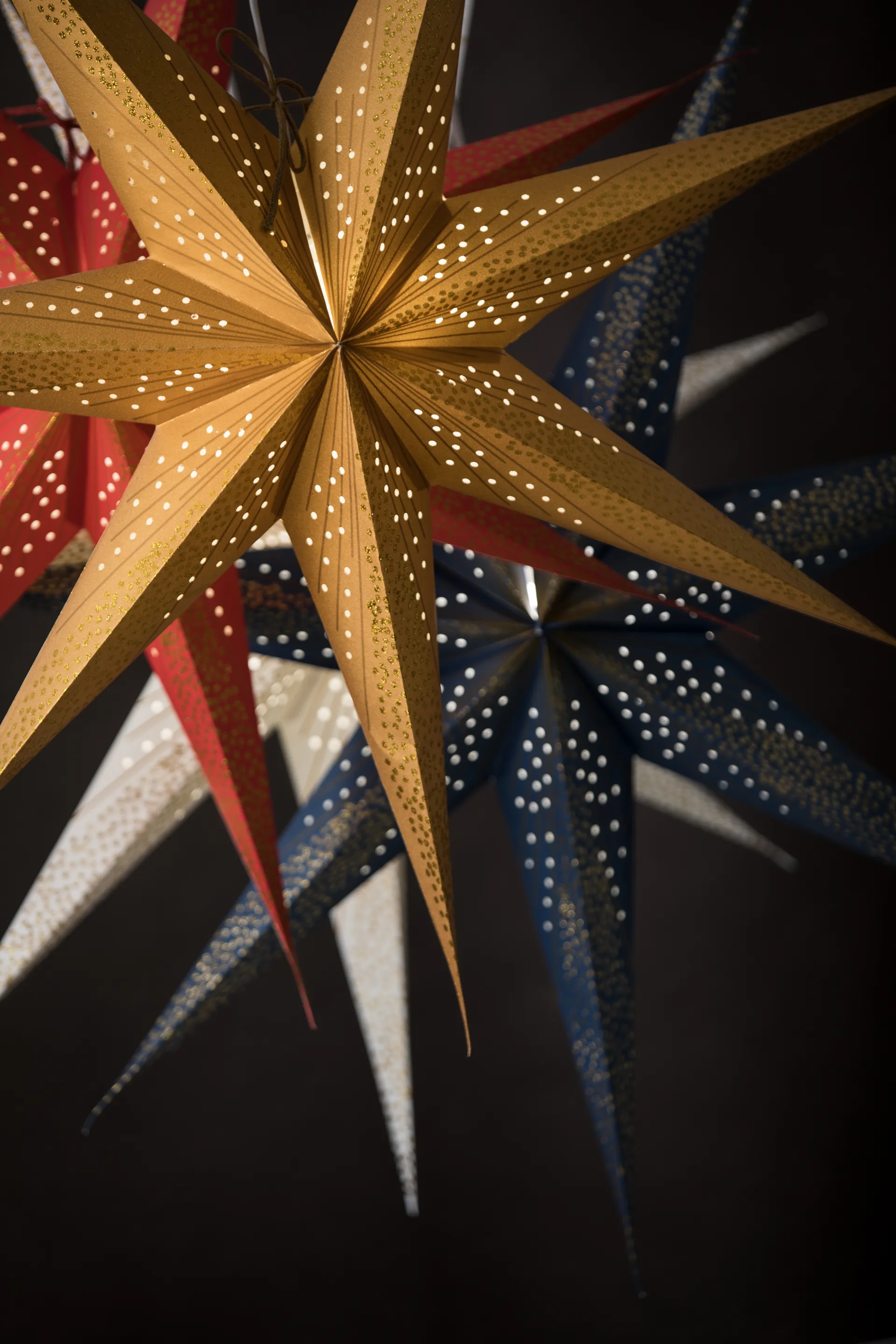 Isadora schmaler Adventstern, Blau Watt & Veke