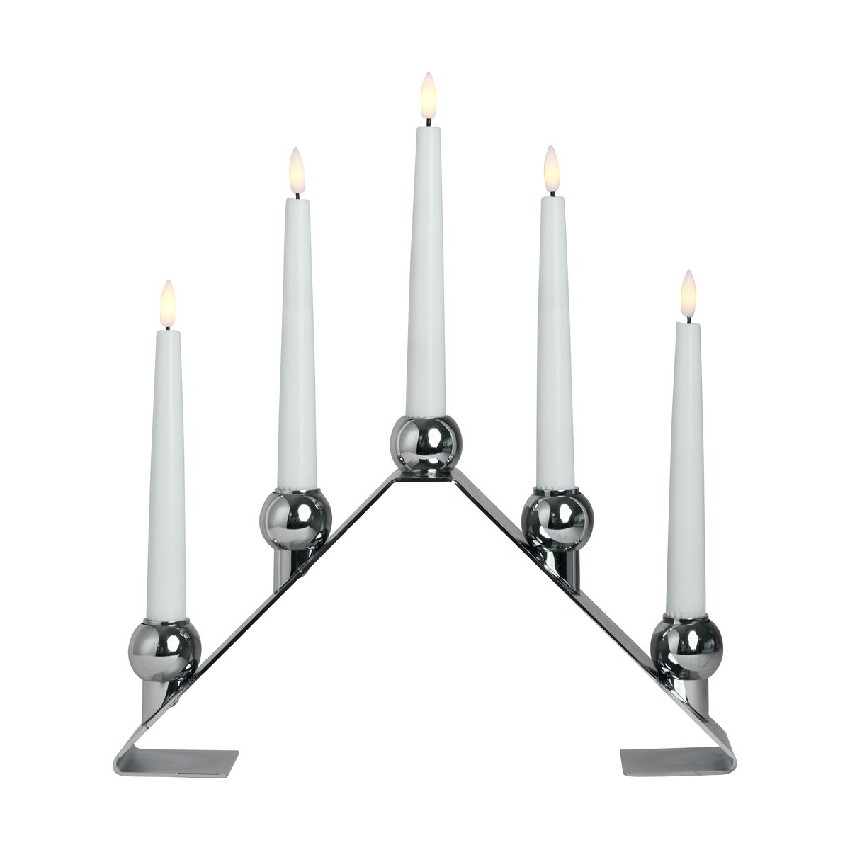 Watt & Veke Luna Adventskerzenhalter Chrome | Skandinavisches Design | Fensterleuchter | Silberfarben