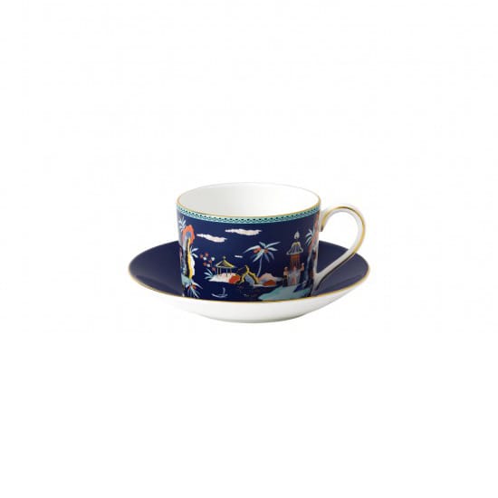 Wonderlust Tasse mit Untersetzer - Blue pagoda - Wedgwood