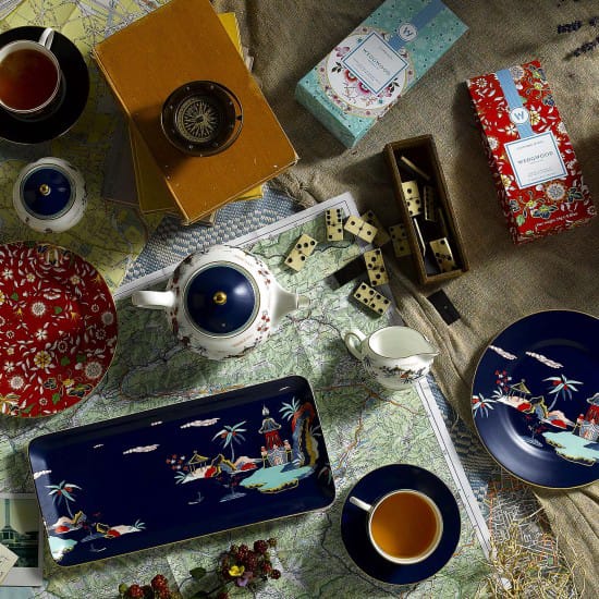 Wonderlust Tasse mit Untersetzer, Blue pagoda Wedgwood
