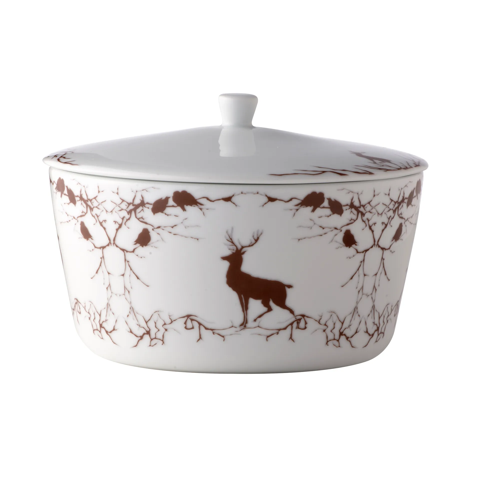 Alveskog Servierterrine mit Deckel, Weiß-braun Wik & Walsøe