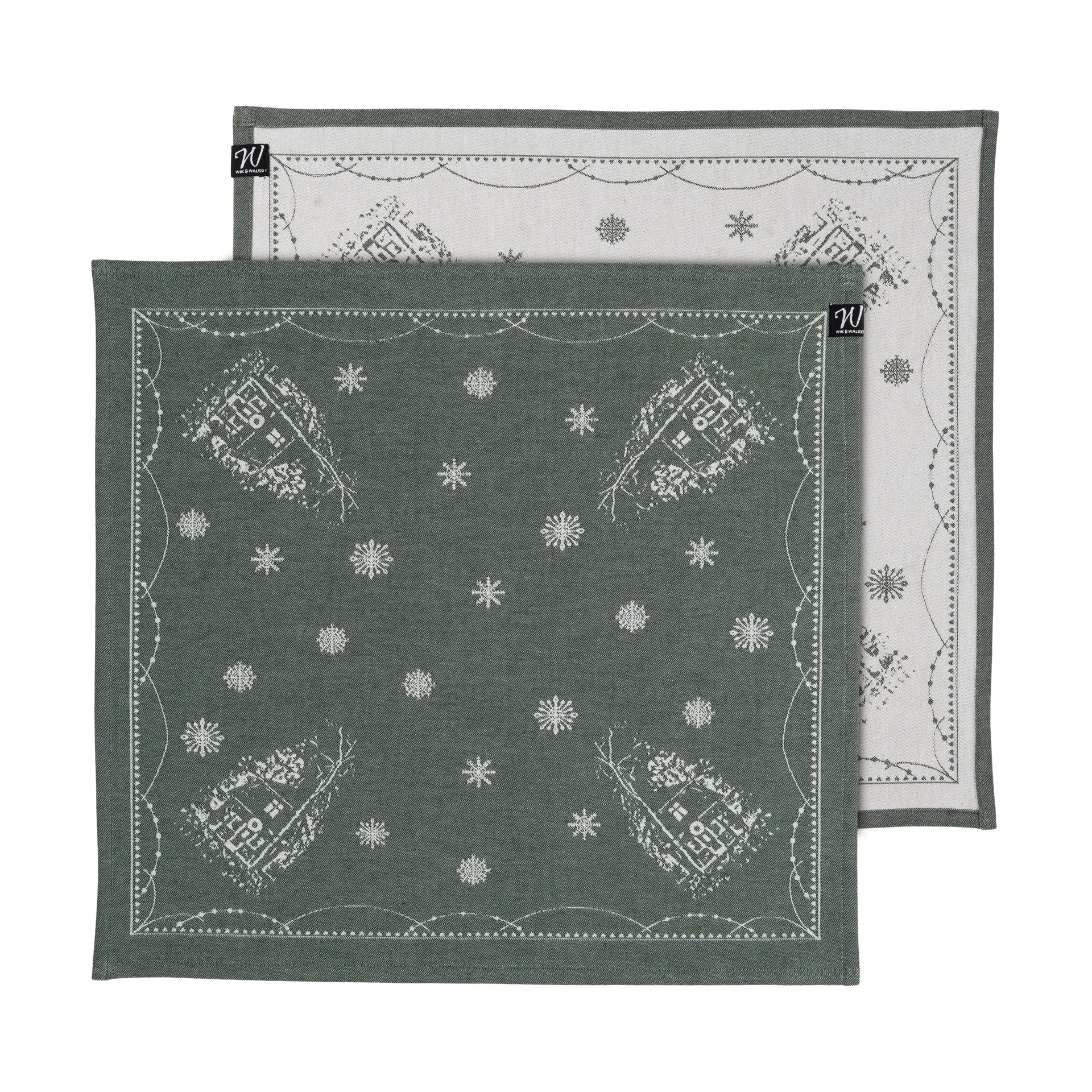 Julemorgen Stoffserviette 45x45 cm 2er-Pack, Weiß-grün Wik & Walsøe