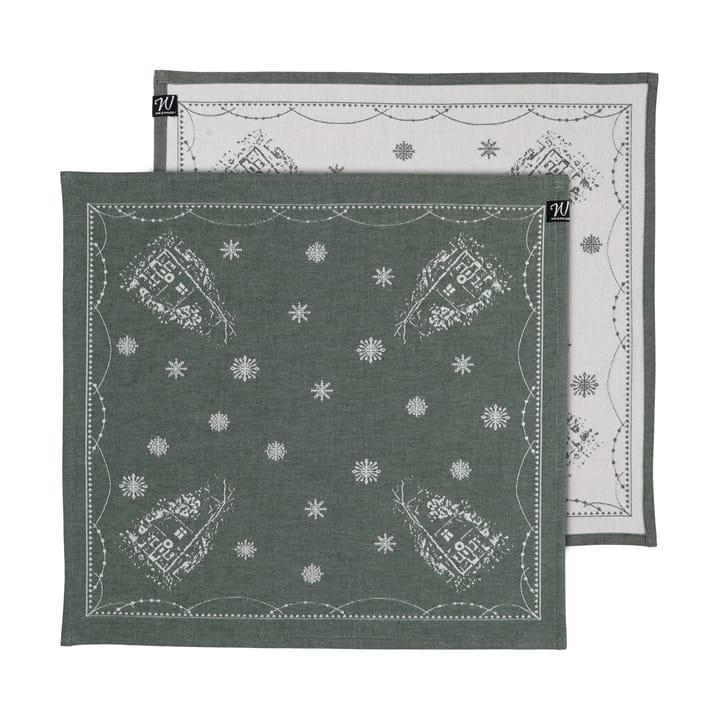 Julemorgen Stoffserviette 45x45 cm 2er-Pack - Weiß-grün - Wik & Walsøe